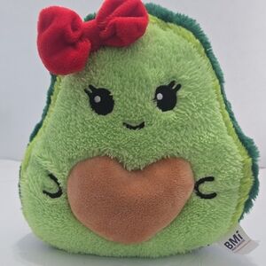 Green Avocado Stuffed Animal with Red Bow